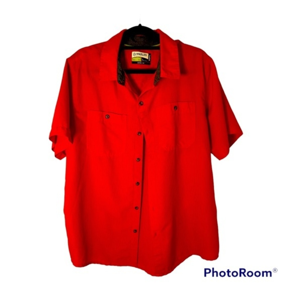Men’s Magellan Short Sleeve Button Down Fishing Shirt Size Large